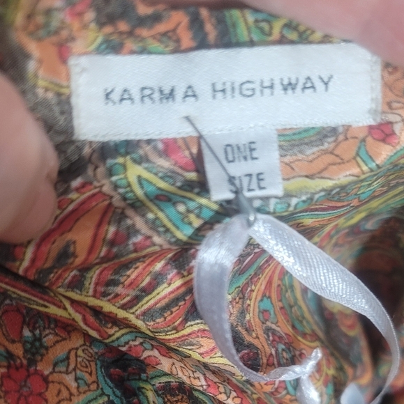 Karma Highway multicolor paisley bohemian gypsy Maxi Dress one sz boho sundress - Picture 4 of 9